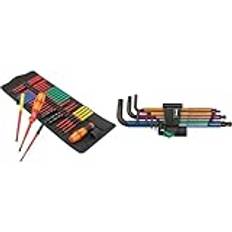 Wera 05006617001 Kraftform Kompakt VDE Big Pack 1, 26-teilig & 950 SPKL/9 SM N Multicolour Winkelschlüsselsatz, metrisch, BlackLaser, 9-teilig, 05022089001