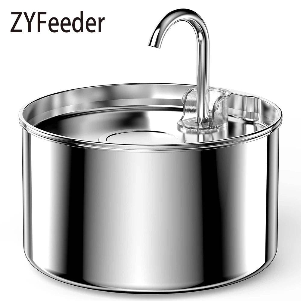2.2L Stainless Steel Silent Pet Water Fountain — Dual Style with Filter & Sensor Options - Pet Fountain B