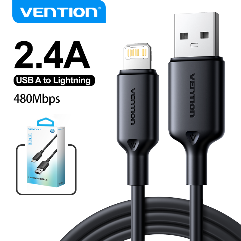 Vention USB to Lightning Cable for iPhone 14 13 12 11 8 Pro Max 2.4A Fast Charging USB Cable Cord for iPad Phone Data Cable Wire