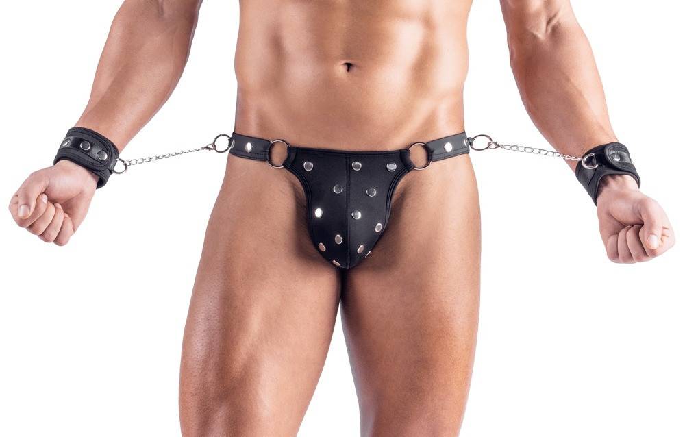 Svenjoyment Matte Look Thing with Studs & Handcuffs 2111764 Black M - svart (M)
