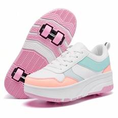 Women&#39;s 2025 New Fashionable Breathable Casual Low-Cut Thick-Soled Invisible Outdoor Detachable Roller Skate Sneakers, Running/Skateboard Shoes - Dusty Pink - EUR34,EUR35,EUR36,EUR37,EUR38,EUR39,EUR40,EUR41,EUR32,EUR33