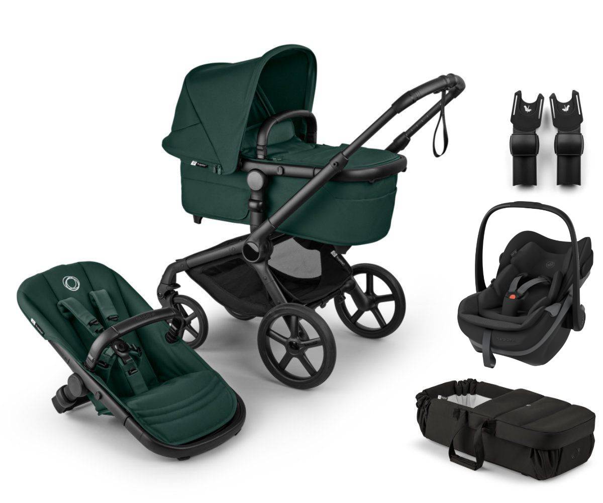 Bugaboo Fox 5 Renew Stroller Set 3 in 1 incl. Maxi Cosi Pebble Slide Pro - Black / Fern Green
