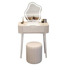 Sminkbord, Sminkspegel med Lampor Skrivbord och Stol, Sminkbord i Sovrummet, Sminkbord Vitt för Kvinnor och Flickor (Size : 23.6in/60cm)