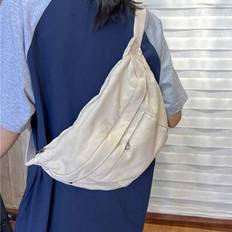 Canvas Chest Bag Vintage Casual Shoulder Bag Unisex Large Capacity Crossbody Bag Casual Versatile Messenger Bag Suitable For Daily Matching Boho Style - Beige - one-size