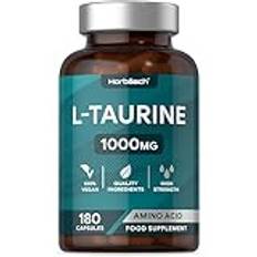 L Taurine 1000mg | 180 Veganska Kapslar | Aminosyra Taurin | Tillägg för Pre Workout Post Workout Sport Fitness | Hög Dos | av Horbaach