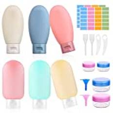 20 st reseflaskor set för toalettartiklar, läckagesäker silikon resebehållare, 60 ml små tomma miniflaskor resetillbehör för toalettartiklar, schampon, balsam och lotion (BPA-fri)