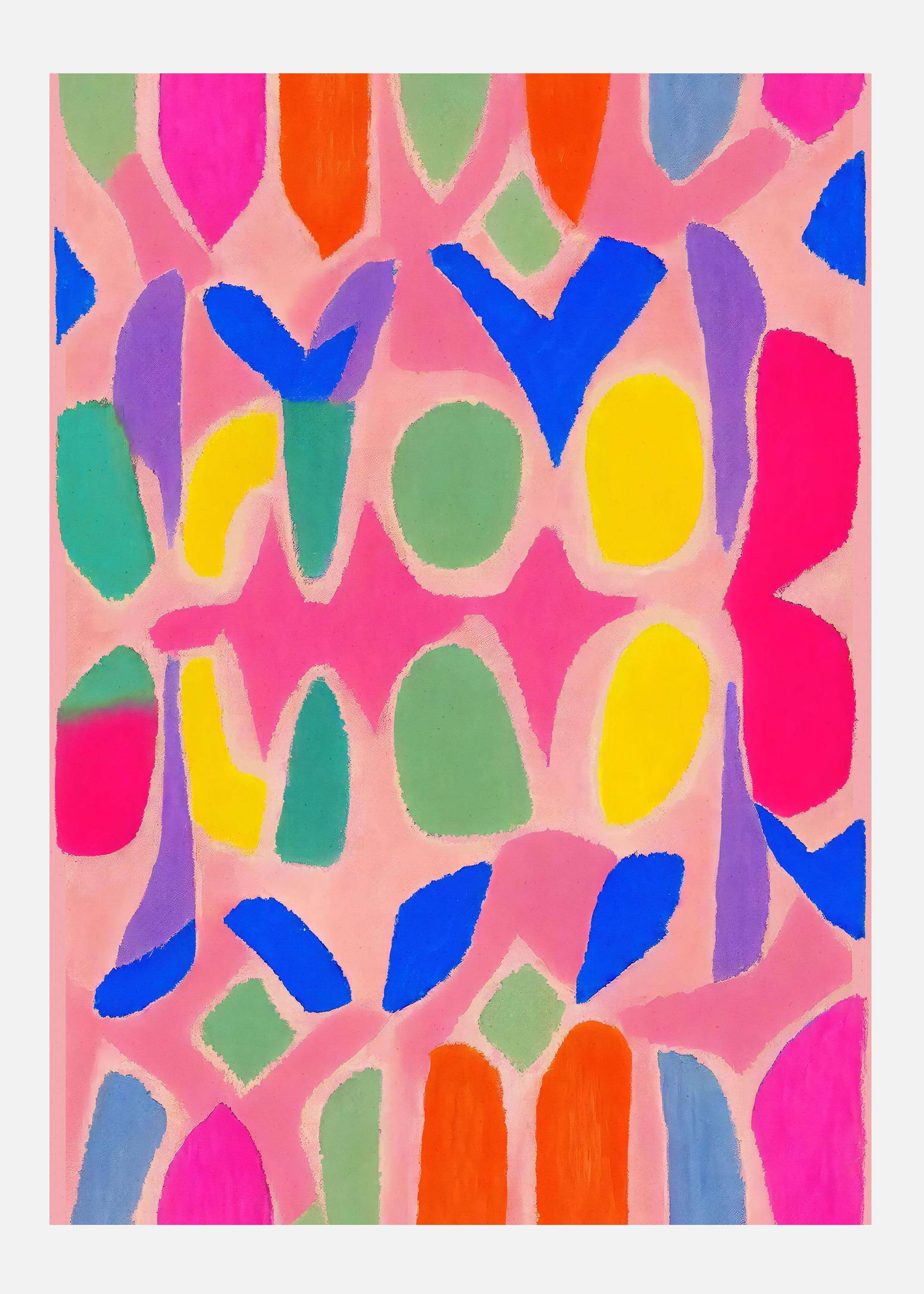 Pastel Neon Pattern Canvastavla (50x70 cm)