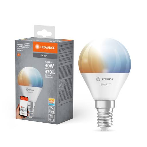4 stk Ledvance Smart+ Wifi E14 kronepære, 2700K-6500K, 4,9W