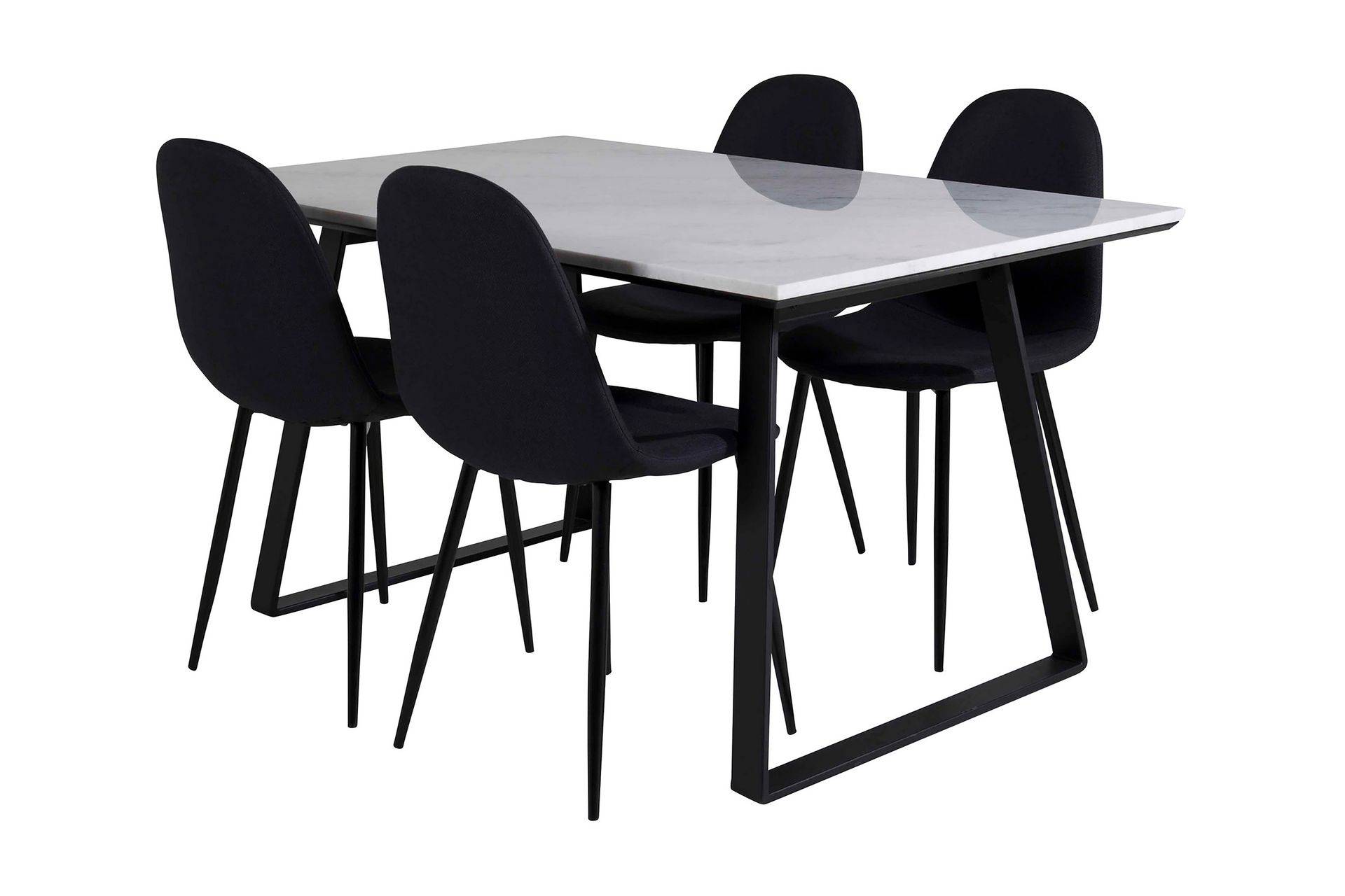 Admira Spisebordssæt 140 cm inkl 4 Ypas Stole - Marmor/Hvid/Sort