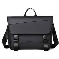 Men's Bag New Simple Ultra-Fibre Casual Men's Cross-Body Bag Large-Capacity Shoulder Bag Zipper Business Trip Fashion Cross-Body Bag - Black
