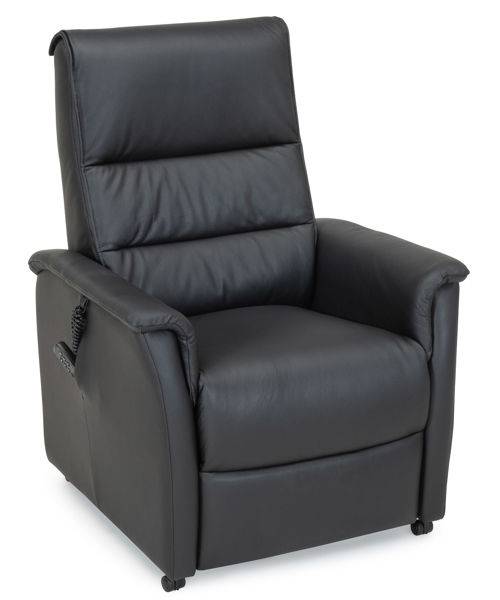 CAESAR PLUS Reclinerfåtölj 2 motor LiftUp Large läder Soleda/skai 441 svart m värme & elman.nacke