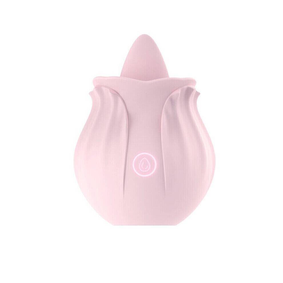 Kraftig rosa vibrator med slikkende tunge til intim stimulering, stilfuldt og diskret design