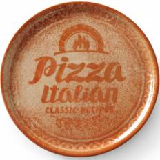 Receptsamling Tegelröd pizzatallrik i porslin, dia. 33 cm - set med 6 st.