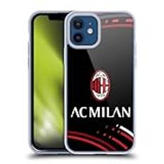 Head Case Designs Officiellt Licensierade AC Milan Böjda Crest Mönster Mjuk Gel Fodral Skal Kompatibelt med Apple iPhone 12 / iPhone 12 Pro