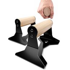 PULLUP & DIP Liegestützgriffe mit ergonomischem Holz Griff und hochbelastbarem Stahl - Rutschfeste Push-Up bars Handstandbarren für Krafttraining und Calisthenics