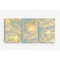 Gyllene abstrakt canvas - Set om 3