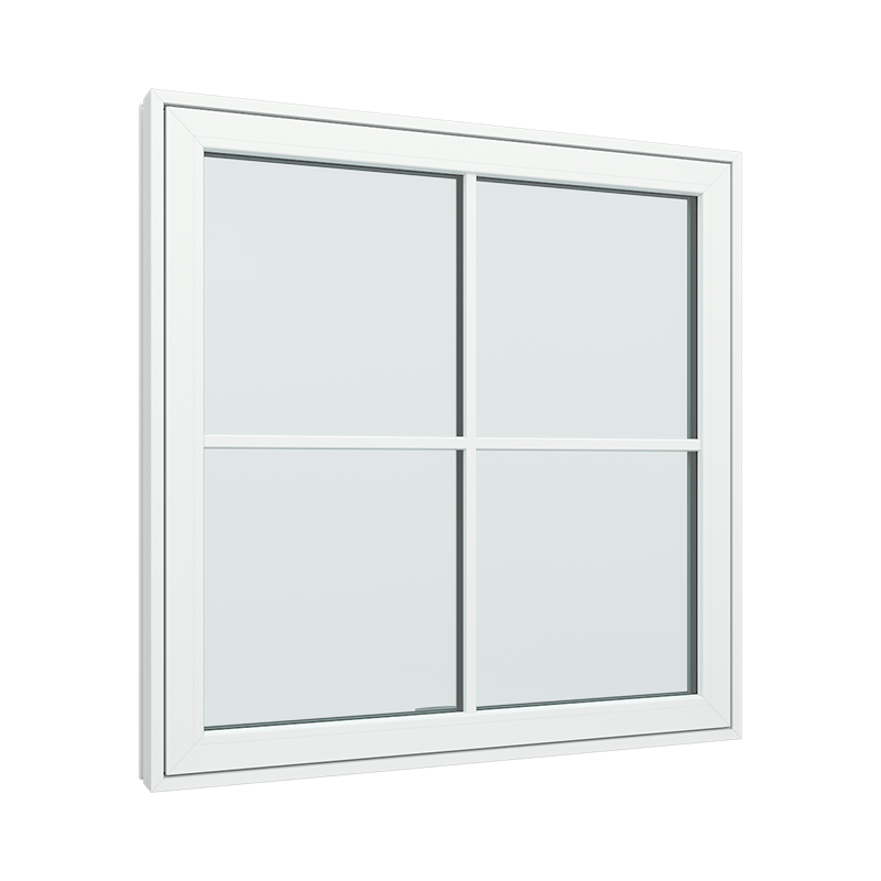 Topstyret vindue 1 fags med 2x2 glasfelter.