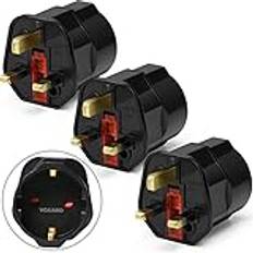 VGUARD UK-adapter reseadapter, 3-pack England Tyskland kontakt, strömadapter resekontakt Schuko EU till Storbritanniens uttag – svart