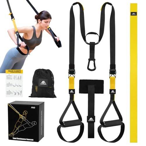flintronic Sling träningsset, upphängningstränare, hemmagym utrustning med justerbar dörrankare, professionell gym fitness träningsremmar för inomhus och utomhus