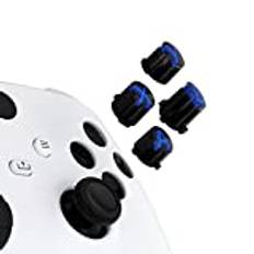 eXtremeRate Ersättning Custom ABXY Action Buttons för Xbox Series X & S Controller, Three-Tone Svart & Klar med Blå Klassiska Symboler A B X Y Keys för Xbox One S/X, Elite V1/V2 Controller