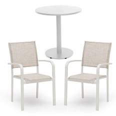Caféset Hillerstorp Näsby Bord Ø70Cm Vit+ 2 Stapelstolar Hånger