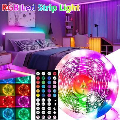 1 st 1M-20M LED-ljuslist, USB-driven, RGB färgskiftande, 44-knappskontroll, lämplig för TV-bakgrundsbelysning, skrivbord, sovrum, fest- och högtidsdek (2M/6,56 fot,1M/3,28 fot,5M/16,4 fot,10M/32,8 fot,15 M/49,2 fot,20M/65,6FT(32,8FT*2Rull),3M/9,8FT)