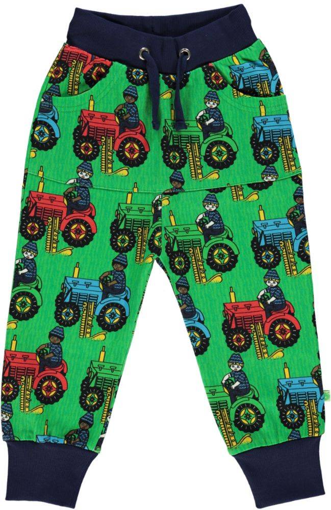 Sweatpants with Kangaroo Pocket, Tractor - Green / 1-2