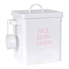 PAPABA Rice Bucket Pet Dog Food Sealed Storage Tank -proof Barrel with White