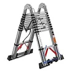 Teleskopisk förlängningsstege med fast krokstödstång Halkfri matta 3,3M/5,8M/9M Lång stege Aluminium Bärbar teleskopstege för tak Keep it in mind