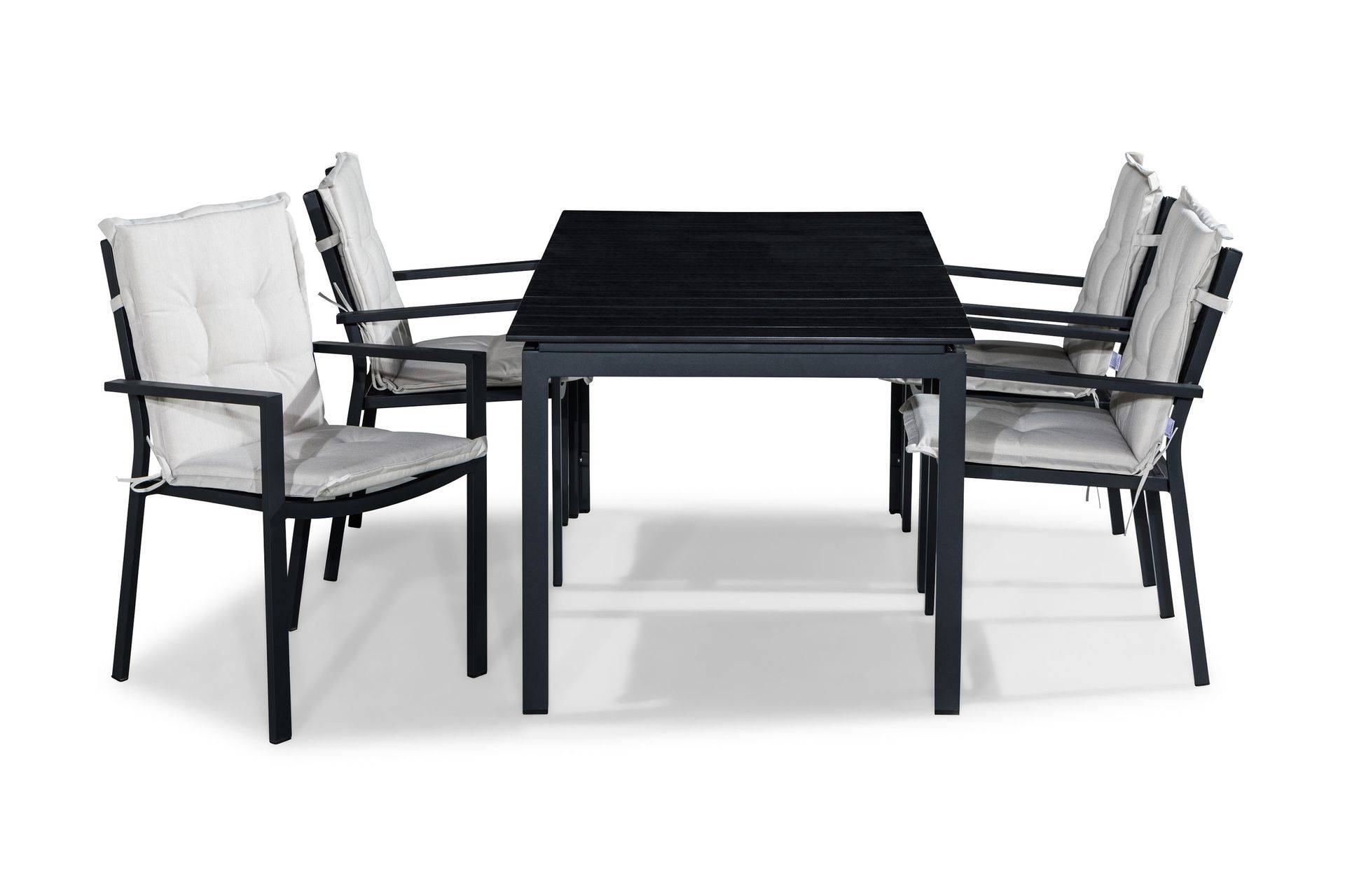Comfort Garden Tunis Matgrupp Utomhus 152-210x90 + 4 Tunis Stapelstol m Dyna - Svart/Offwhite Matgrupper utomhus