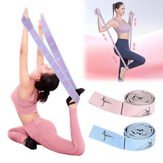 Yoga Stretchband med 11 öglor Fysioterapi Pilates Balett Dans Kropp Ben Sträckare Elastiskt Band Hemmagym Träning Motståndsband rosa