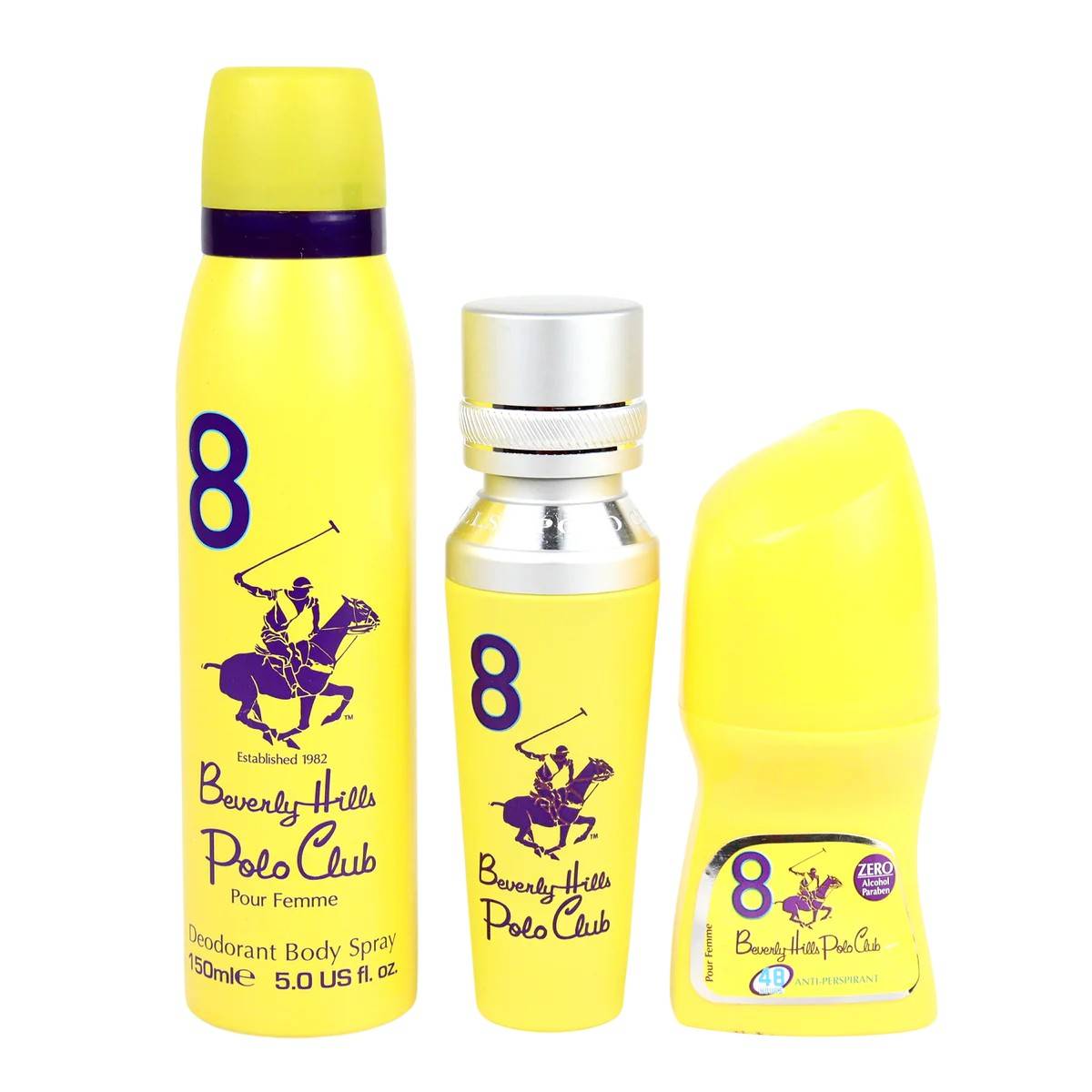 Beverly Hills Polo Club Set 1982 Sport 8 Eau de Parfum 50 ml + Kroppsspray 150 ml + Roll-On Deodorant 50 ml
