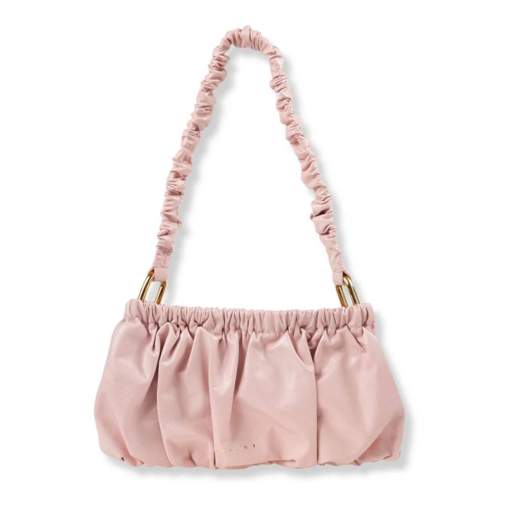Marni Rynket læderclutch - Tasker - Dame - Lyserød - ONE SIZE - Læder
