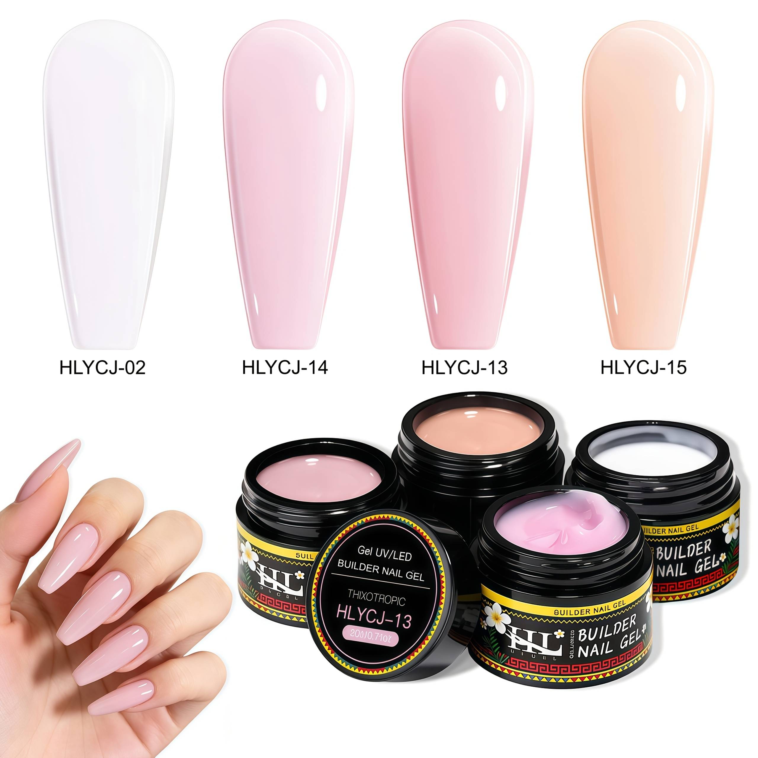 Builder Nail Gel Set - Professional Hard Nail Extension Gel Polish, (nude Pinks, White, Light Orange) Suitable For Diy Nail, - Salon Gel Polish Kit For Nail & Builder Gel System