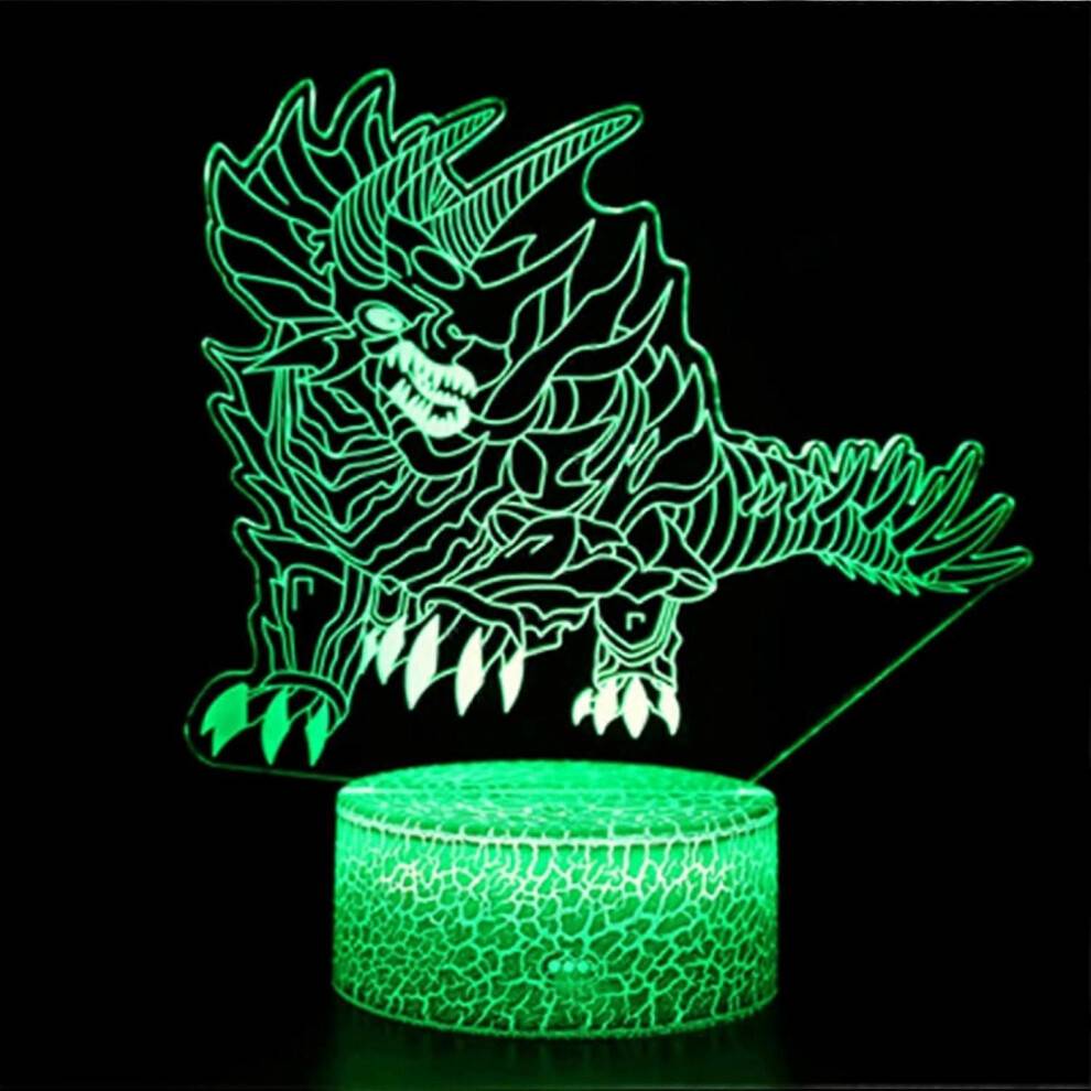 Dragon Gifts nattlampa för barn, färger med fjärrkontroll, 3D optisk illusion, barnlampa som en perfekt present