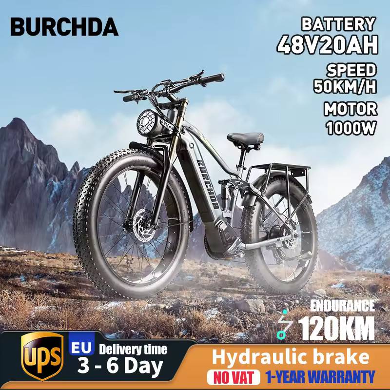 BURCHDA-RX80 adult Electric Bike, engine 1000W, battery 48V 20AH, 26» 4.0fatbike, Mountain and Snow e-Bike, Off-Road Bike