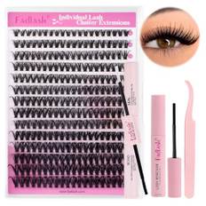 Fadlash ögonfransförlängningsset med ögonfranskluster 8-16 mm, ögonfranslim Bond & Seal, ögonfransborttagare och ögonfranspincett, ögonfrans individuell DIY ögonfransförlängningsset för nybörjare