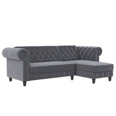 Chaiselong sovesofa i grå Chesterfield