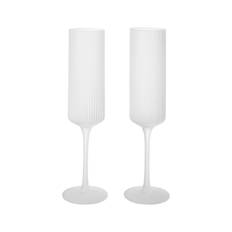 Ferm Living Ripple Høje Champagneglas - Frosted - 2 stk