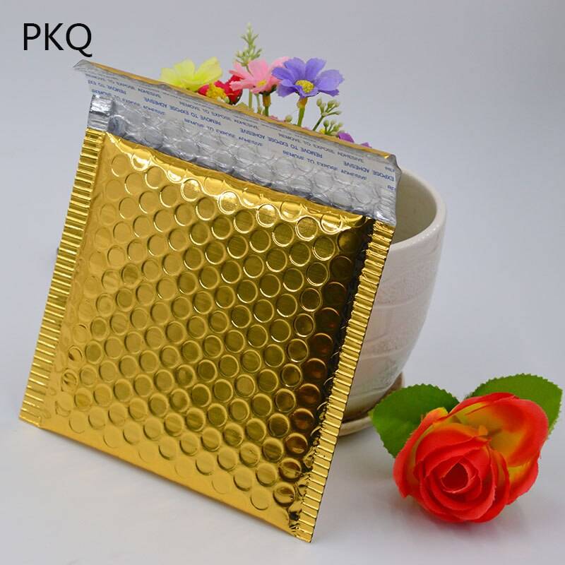 Aluminiumfolie bubbla utskick vadderade kuvert 15*13cm små självförsegla kuvert kuvert kuvert - Guld-
