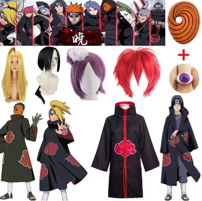 Uzumaki Akatsuki Cosplay Pojkar Flickor Uzumaki Jacka Byxor Pannband Peruk rekvisita Barnuniform Kunai Halloweendräkt cm