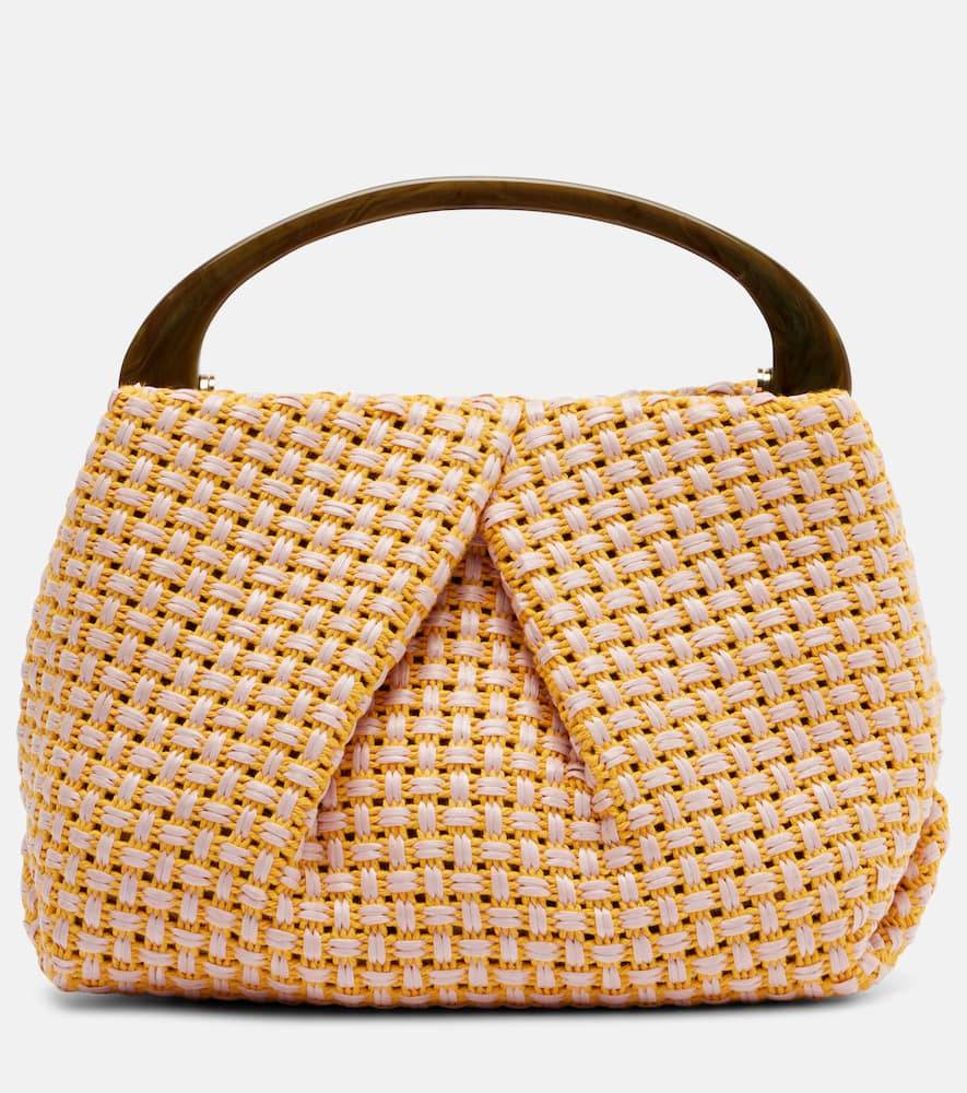 Dries Van Noten Woven raffia-effect top-handle bag