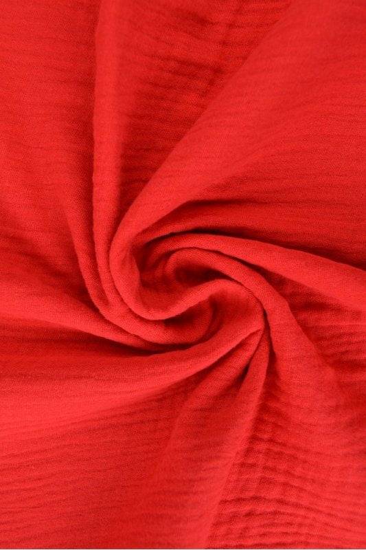 Rød Double Gauze Musselin – Blød & Åndbar - Cotton - Stof i Metervarer.