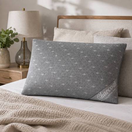 Charcoal Infused Memory Foam Pillow - 60% polyester and 40% bamboo