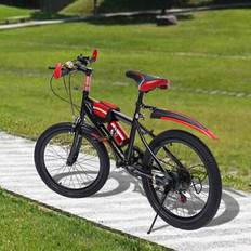 Mountainbike 20 tum stadscykel grön/röd landsvägscykel kolstål cykelram stadscykel barn vuxna cykel (En-Storlek)