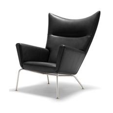 CH445 Wing Chair - læder - Thor læder / Uden fodskammel