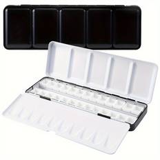 TEMU Metal Empty Watercolor Tin Palette Paint Case Including 14/26/52pcs Half Pans For Diy Travel Watercolor Palette, Acrylic And Oil Painting