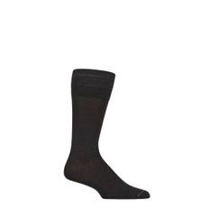 Mens 1 Pair Pantherella Flemming Cotton Fil D'Ecosse Comfort Top Socks Dark Grey Mix 10-12 Mens