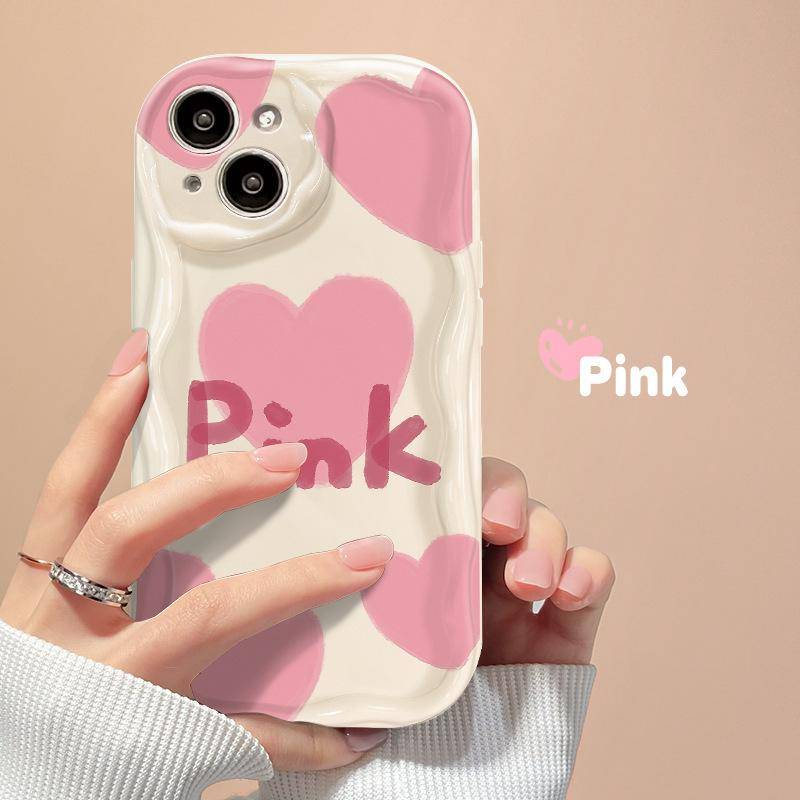Applicable To Apple 16promax Mobile Phone Case for Women IPhone 13 Smudge Pink Love 11/12 Silicone Soft 14 iPhone 16 Plus