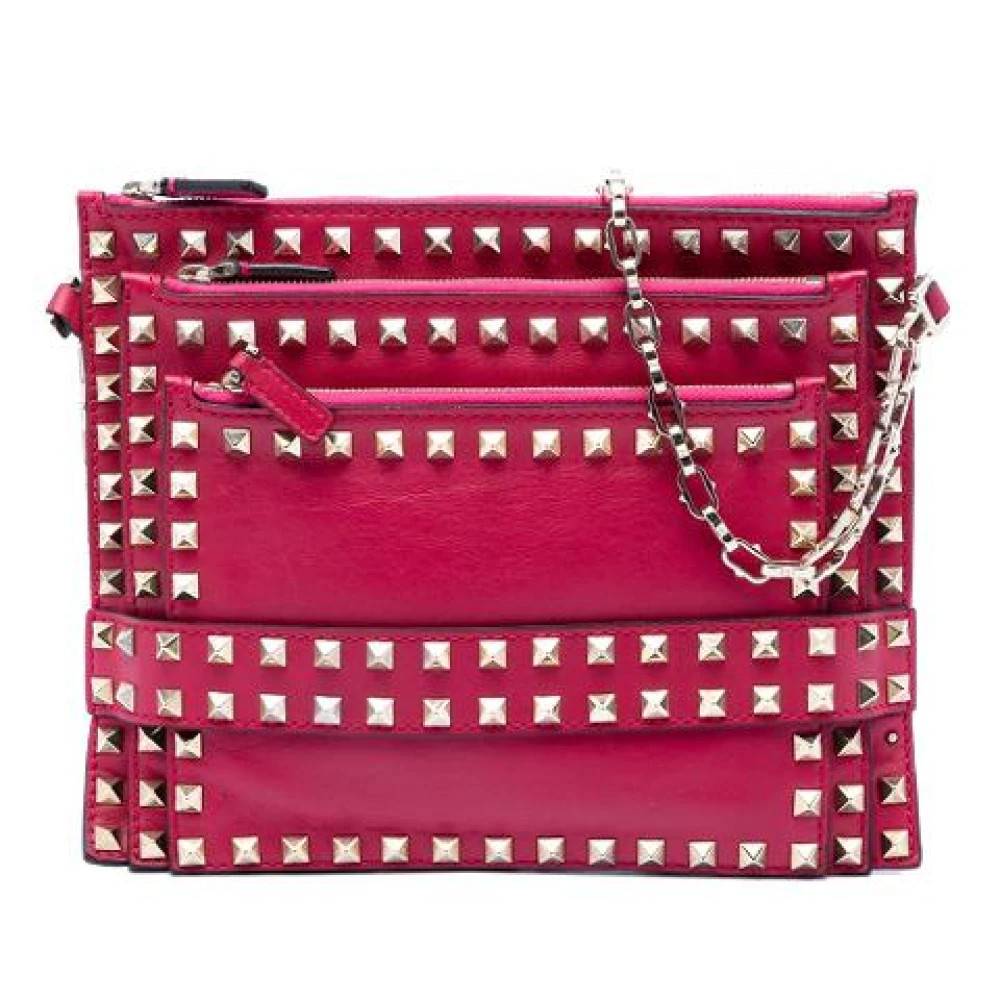 Valentino Vintage Pre-owned Studded Crossbody Bag - Vintage - Dame - Lyserød - ONE SIZE - Uld